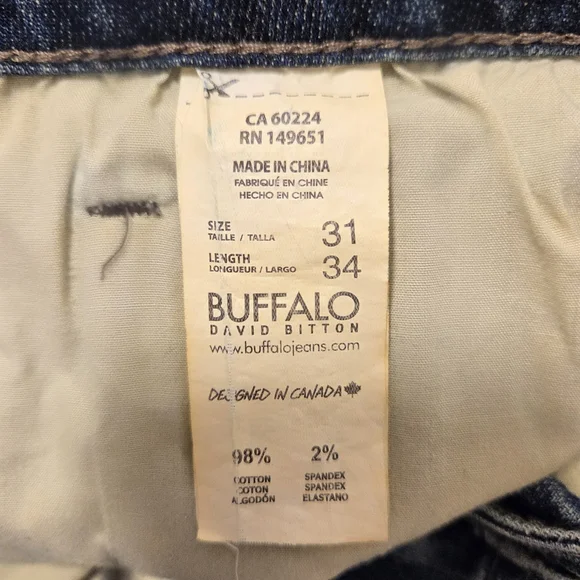 Buffalo David Bitton Evan-X Slim Straight Jeans 31x34 Stretch - Picture 6 of 7